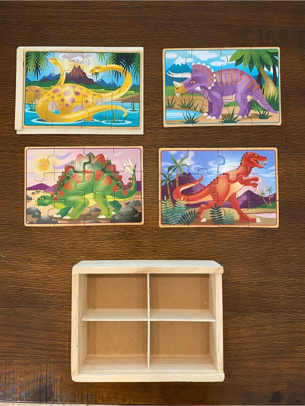 Melissa & Doug Bundle of Four 4 in 1 Wooden Jigsaw Puzzles with slider lids